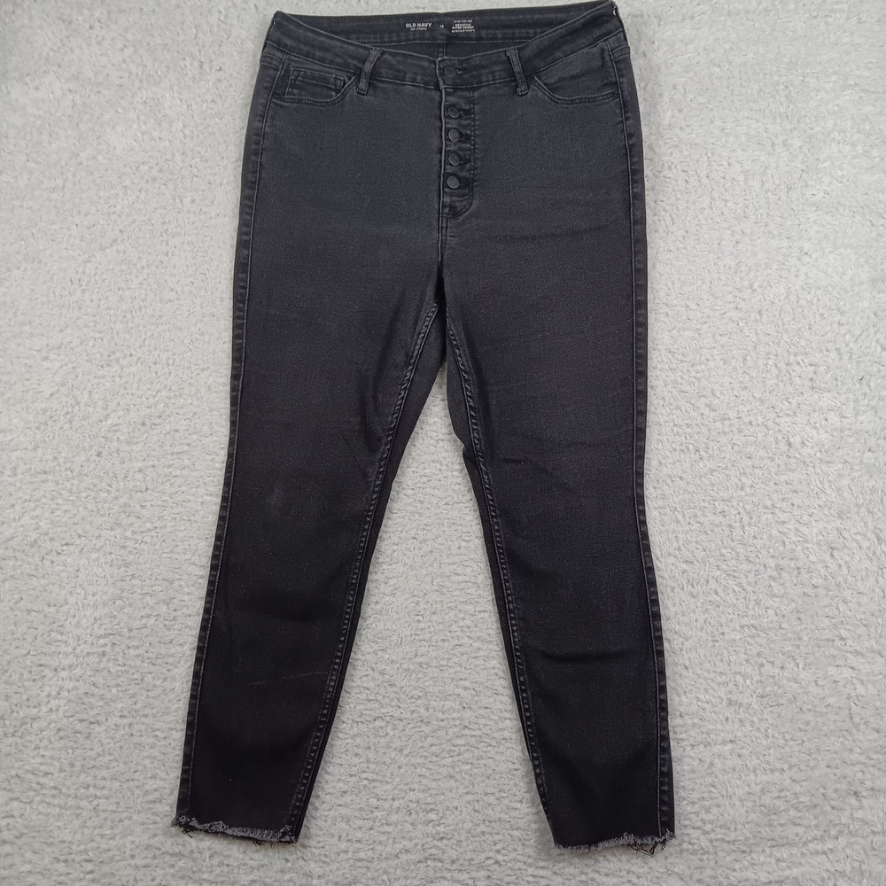 Old Navy Jeans Rockstar Super Skinny Women 16 Black Extra High Rise 669632-01